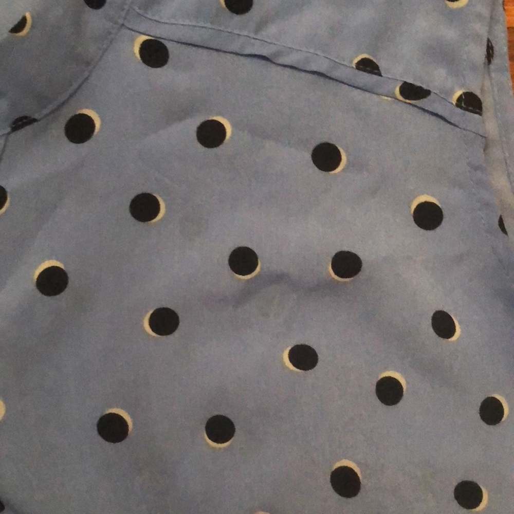 SOLD Lightweight, Blue Maternity Blouse with Waist Tie - Picture 2 of 5